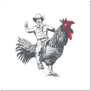 Cowboy Riding Chicken Posters and Art